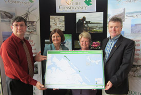 Left to right: Darwin Gillcash of Amalgamated Dairies Ltd, Linda Stephenson, NCC regional vice president, Atlantic region, Honourable Gail Shea, Member of Parliament for Egmont and Minister of National Revenue and Terry Shea with PEI Mutual Insurance Comp