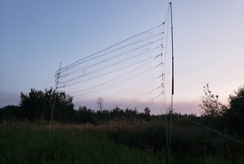 Mist nets for bat research at Meeting Lake, SK (Photo by Sarah Ludlow/NCC)